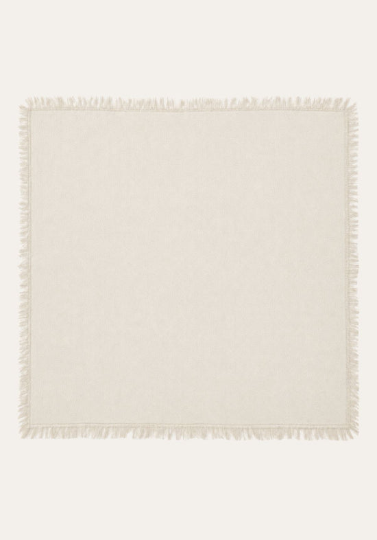 Women’s wool and cashmere scarf with fringing, ecru