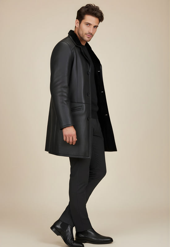 Herren Lammfellmantel Antonio Schwarz