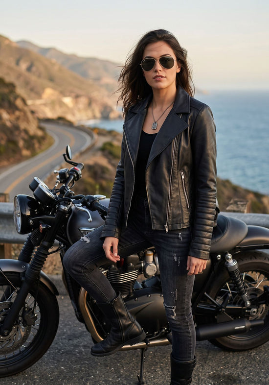 Damen Lederjacke aus Lammnappa im Biker-Look – ARDOLA