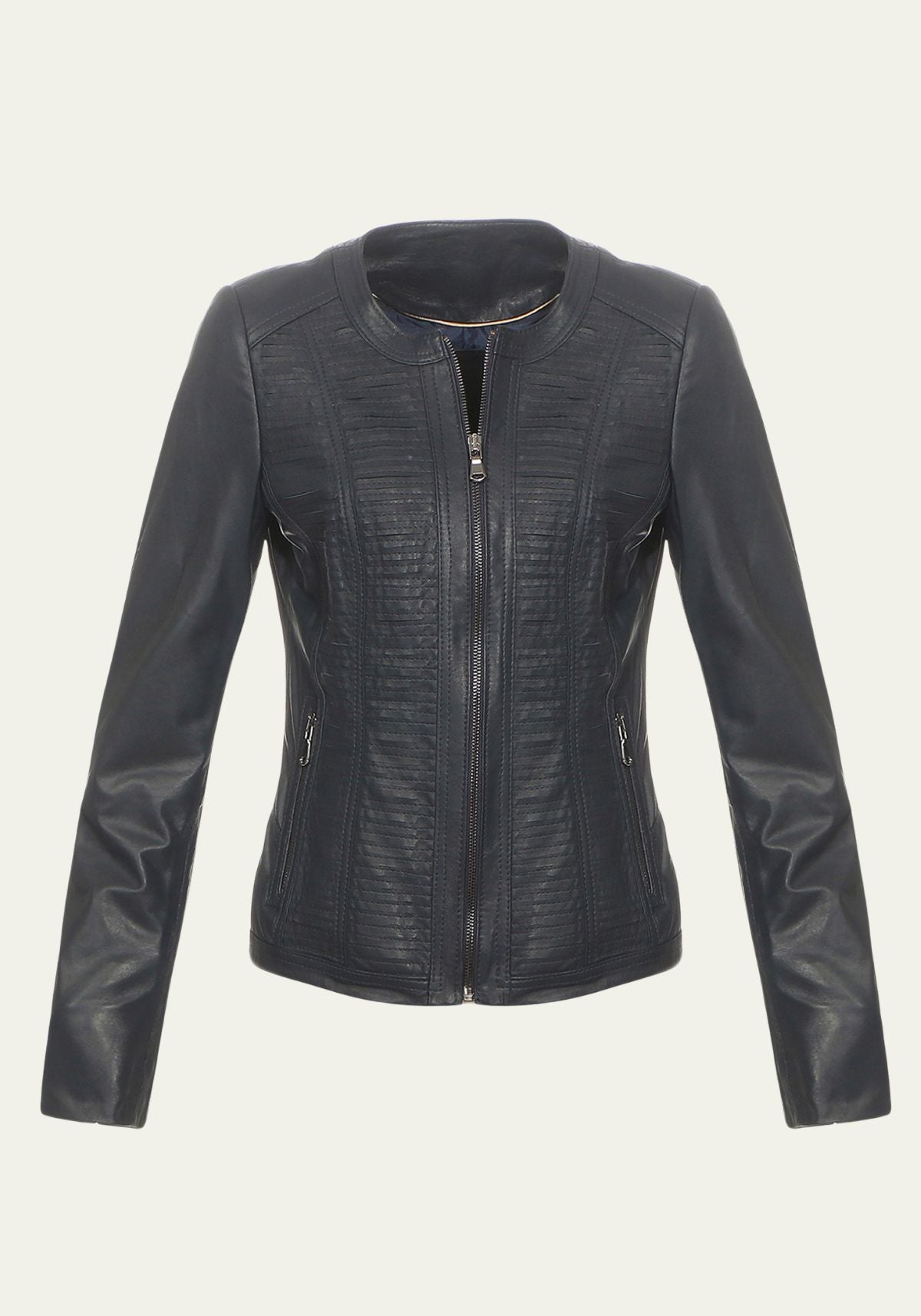 Damen Lederjacke aus Lammnappa – Sportlich mit Quersteifen