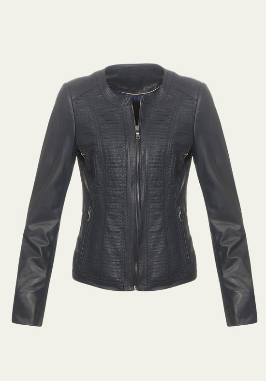 Damen Lederjacke aus Lammnappa – Sportlich mit Quersteifen
