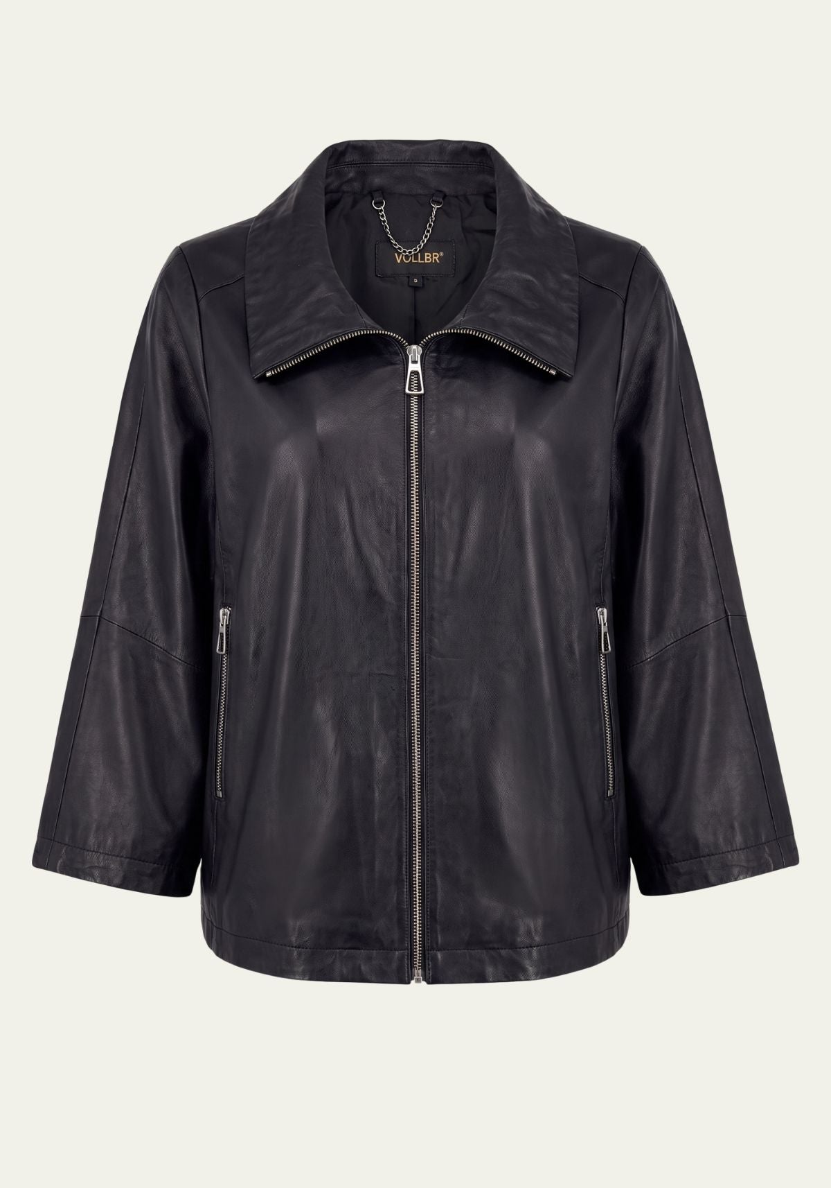 Damen Lederjacke aus Lammnappa – Oversize Schwarz mit Kordeln