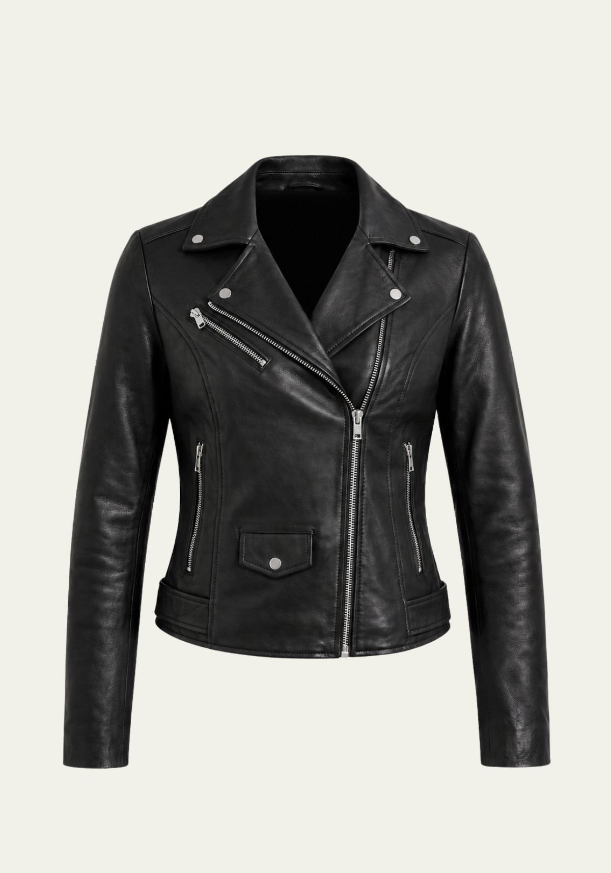 Damen Lederjacke aus Lammnappaleder im Biker-Stil