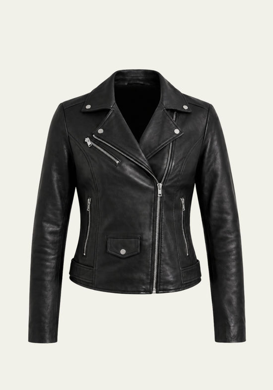 Damen Lederjacke aus Lammnappaleder im Biker-Stil