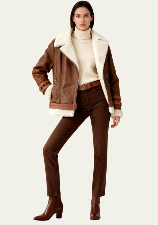 Shearling Lammfelljacke – Edler Komfort im stilvollen Fliegerstyle
