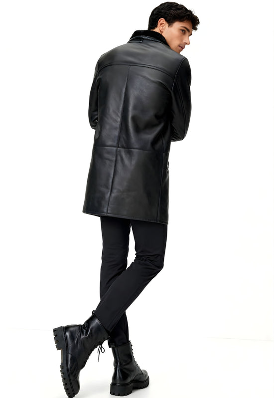 Herren Lammfellmantel Antonio Schwarz