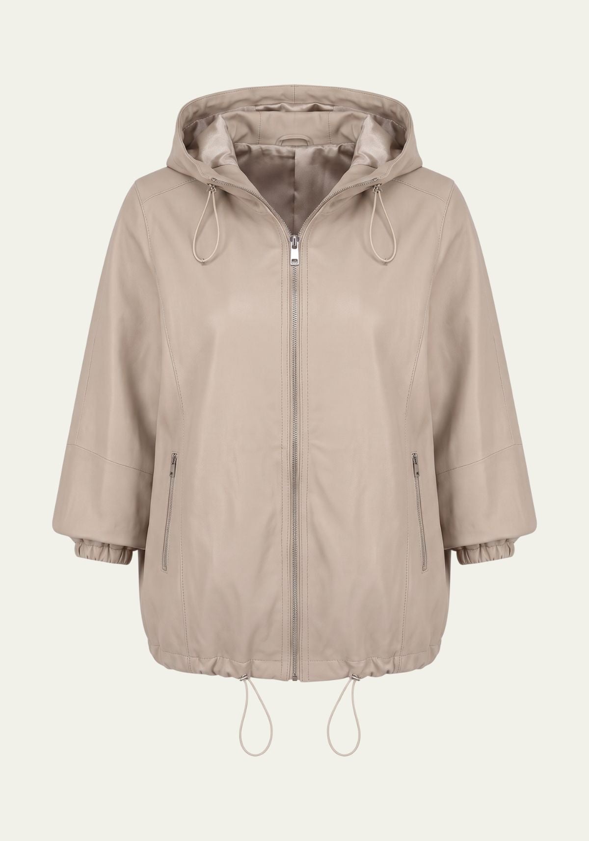 Damen Lederjacke Beige im Oversize-Look aus Lammnappaleder