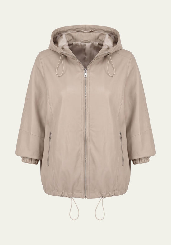 Damen Lederjacke Beige im Oversize-Look aus Lammnappaleder