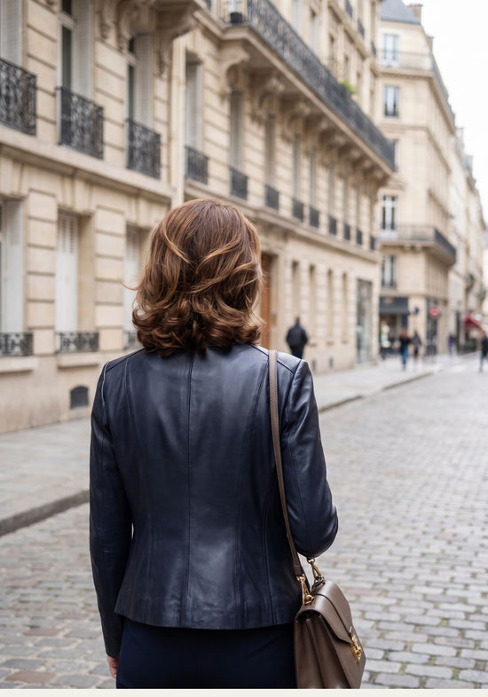 Damen Lederjacke aus Lammnappa – Sportlich mit Quersteifen