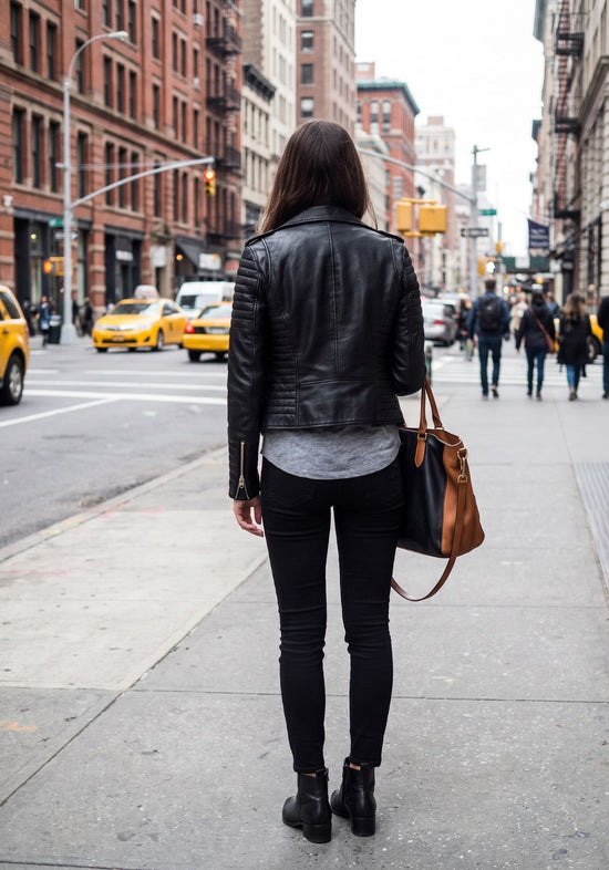 Damen Lederjacke mit Revers aus Lammnappa