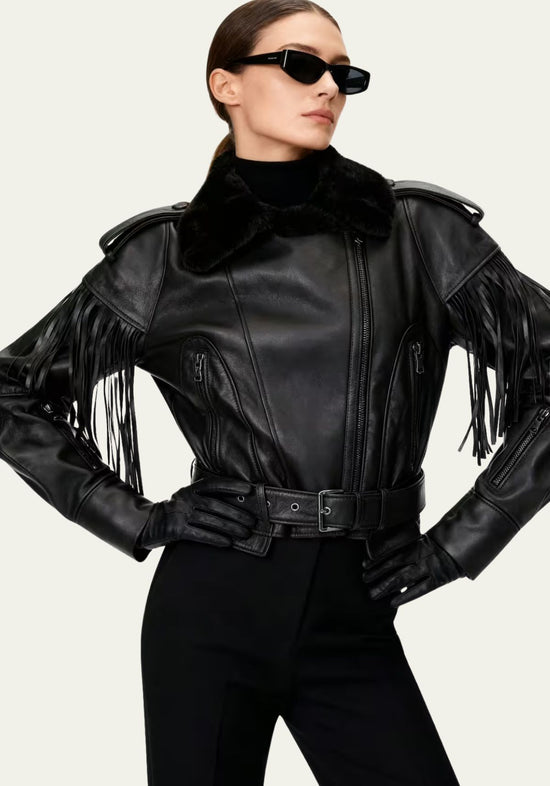 Lammfelljacke im Western-Stil – Raffinierte Fransen, edler Charme