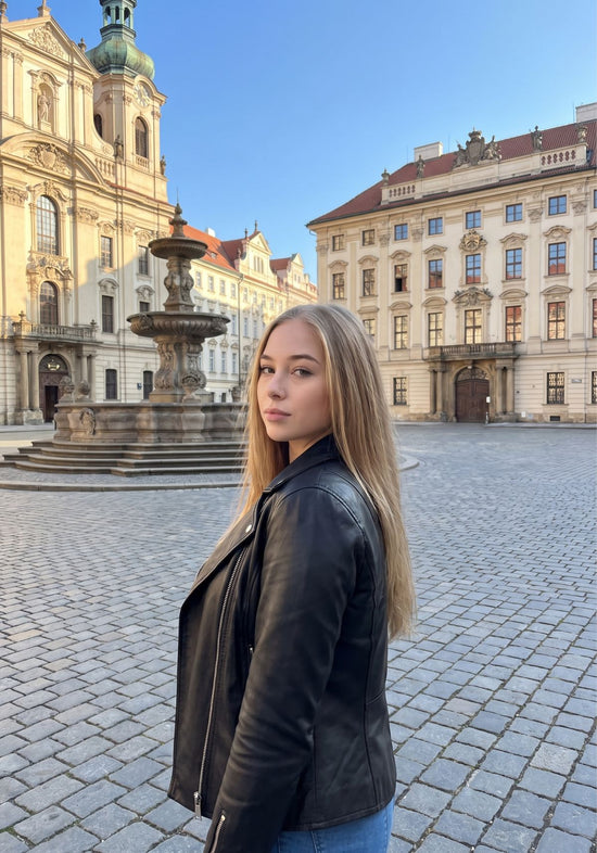 Damen Lederjacke aus Lammnappaleder im Biker-Stil