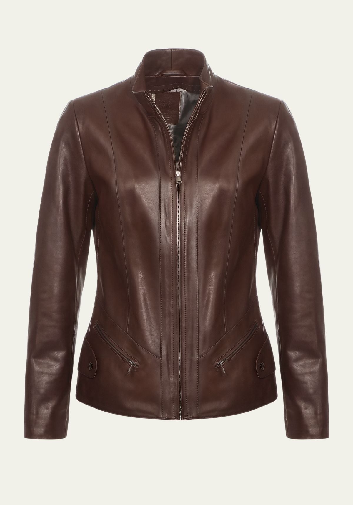 Damen Lederjacke aus Lammnappa – Dunkelbraun