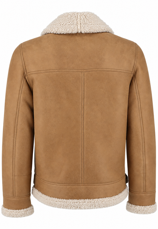 Lammfelljacke JAMES Beige – Premium Herren Bomberjacke aus gelocktem Merino Lammfell