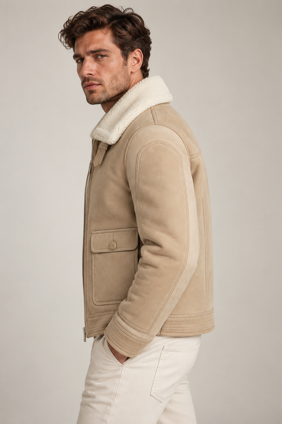 GREGOR Premium Men’s Lambskin Jacket in Beige