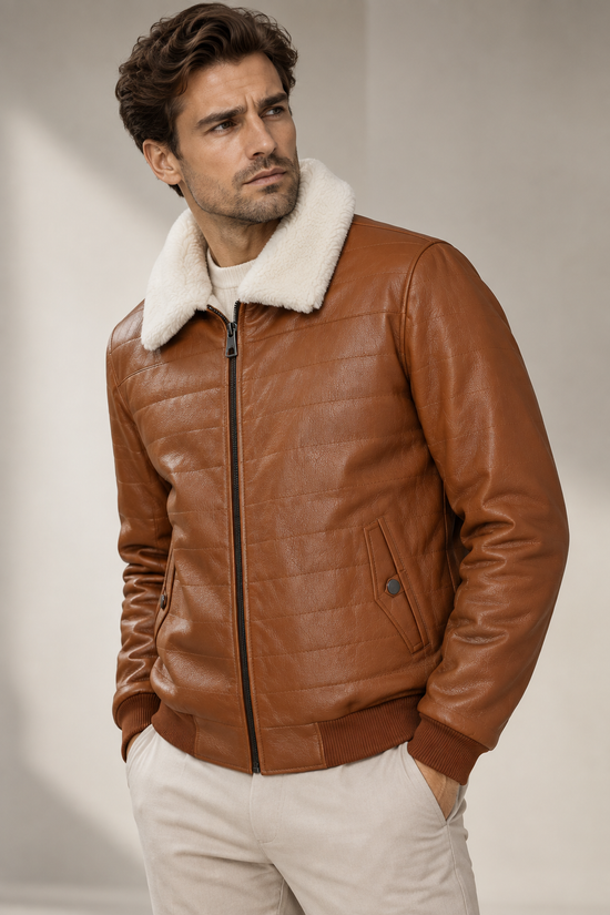 THORSTEN Premium Men’s Lambskin Jacket in Cognac