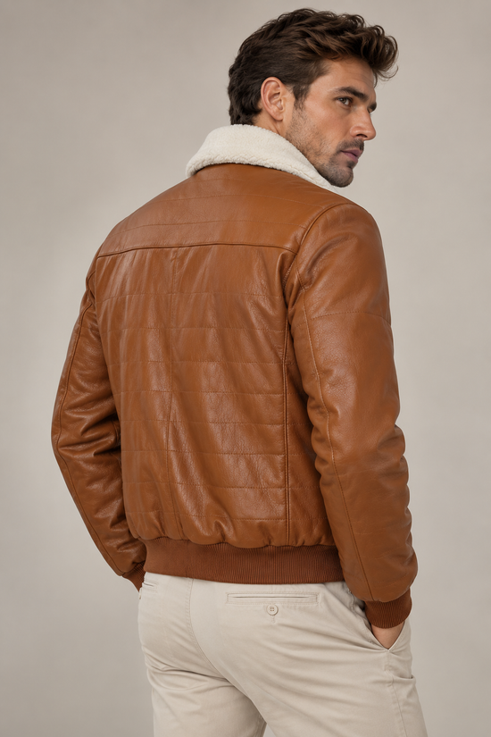 THORSTEN Premium Men’s Lambskin Jacket in Cognac