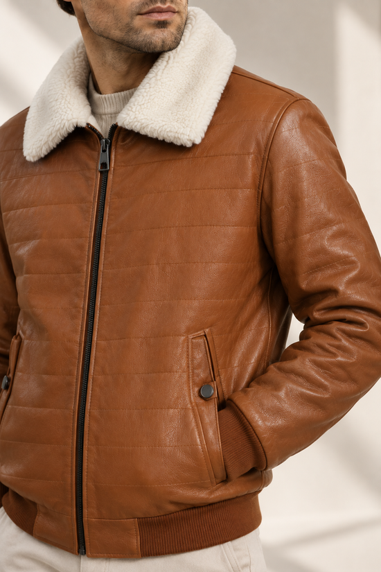 THORSTEN Premium Men’s Lambskin Jacket in Cognac