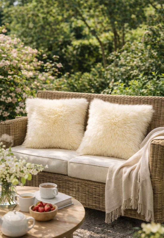 Lammfellkissen Merino Champagner mit Inlett