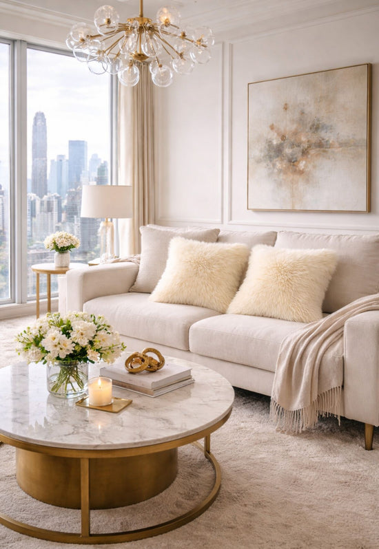 Lammfellkissen Merino Champagner mit Inlett