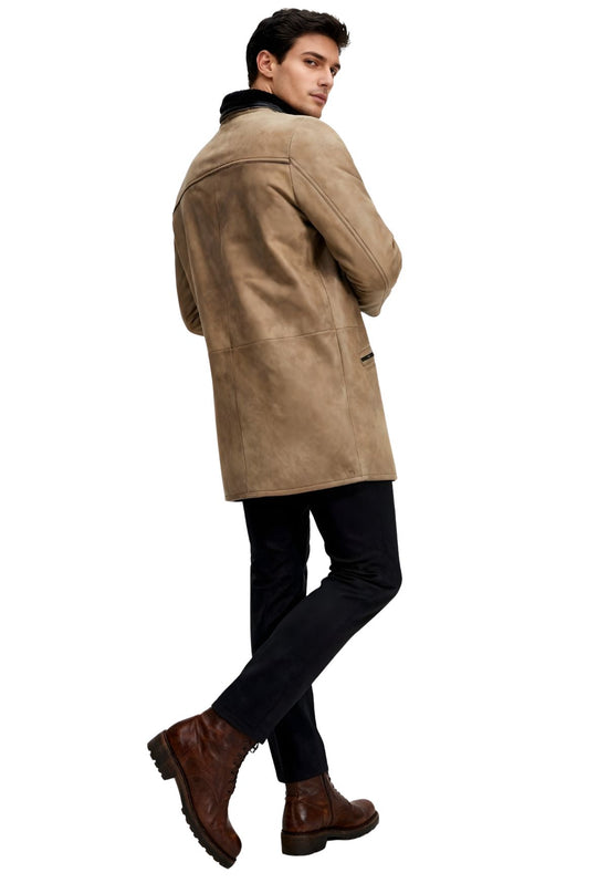 Herren Lammfellmantel Antonio Camel