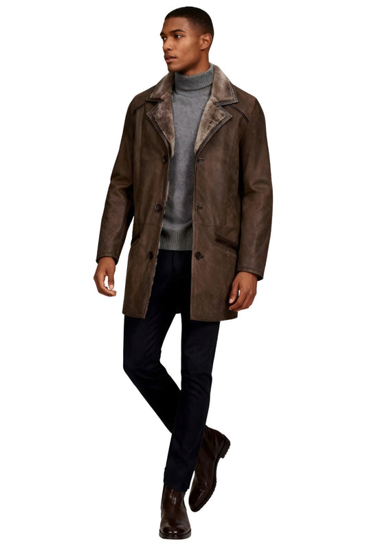 Antonio - Exclusive Men's Sheepskin Coat in Chocolate