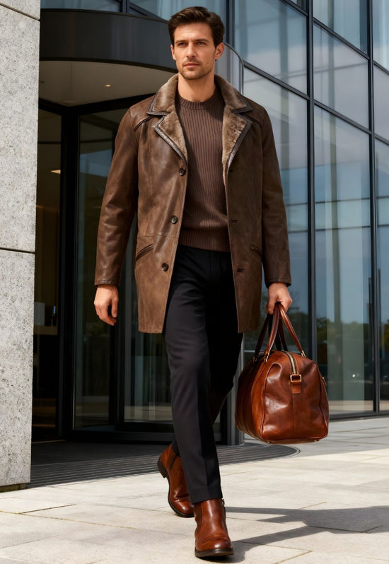 Antonio – Exklusiver Herren Lammfellmantel in Chocolate
