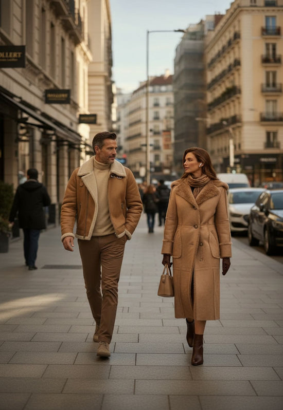 Shearling Lammfellmantel Camille - Feminine Eleganz in Beige