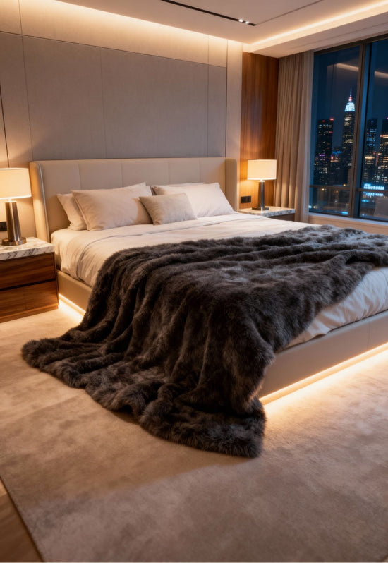 Lammfelldecke Toscana 210 x 200 cm Modell 2514 Dunkelgrau