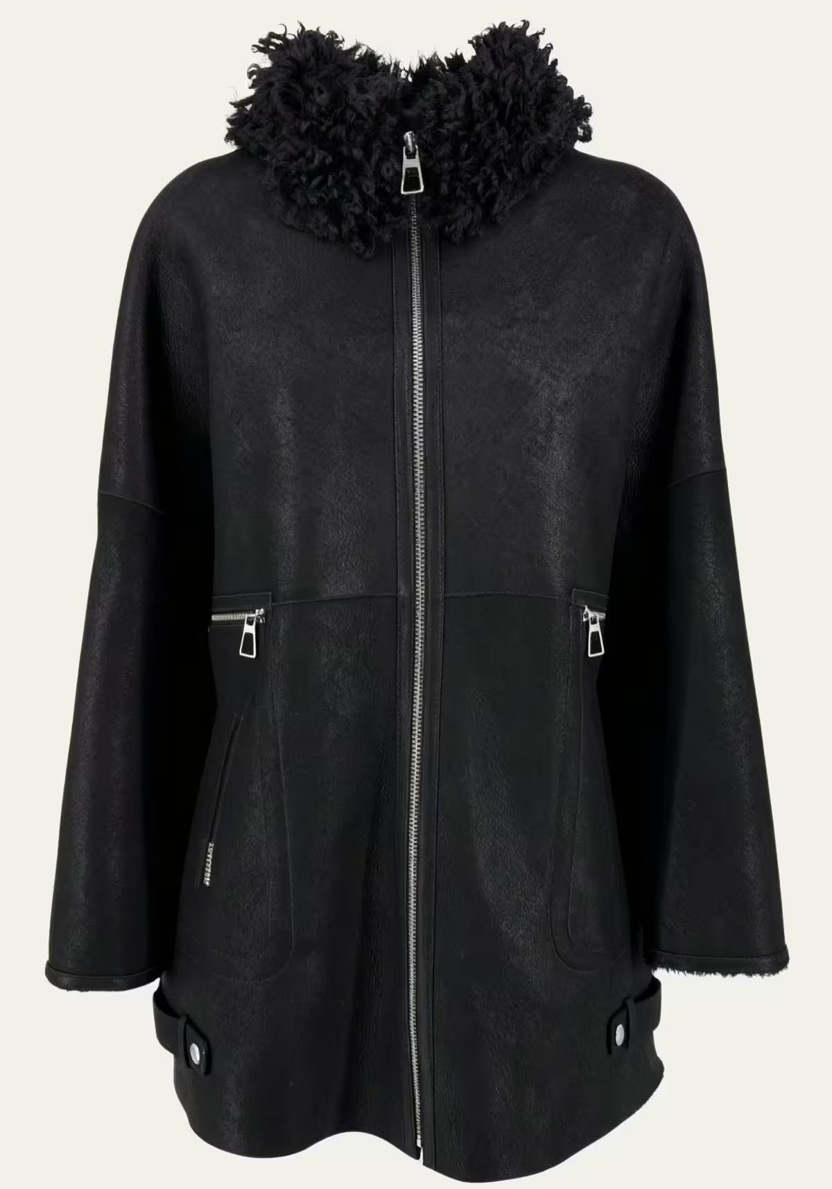 Kurtka shearling z owczej skóry ze stylowym kołnierzem Curly
