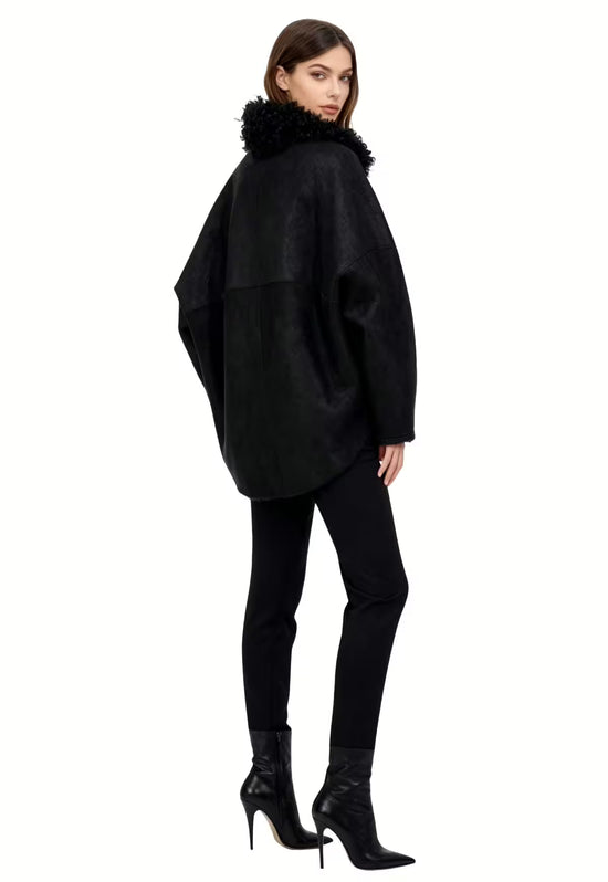 Kurtka shearling z owczej skóry ze stylowym kołnierzem Curly