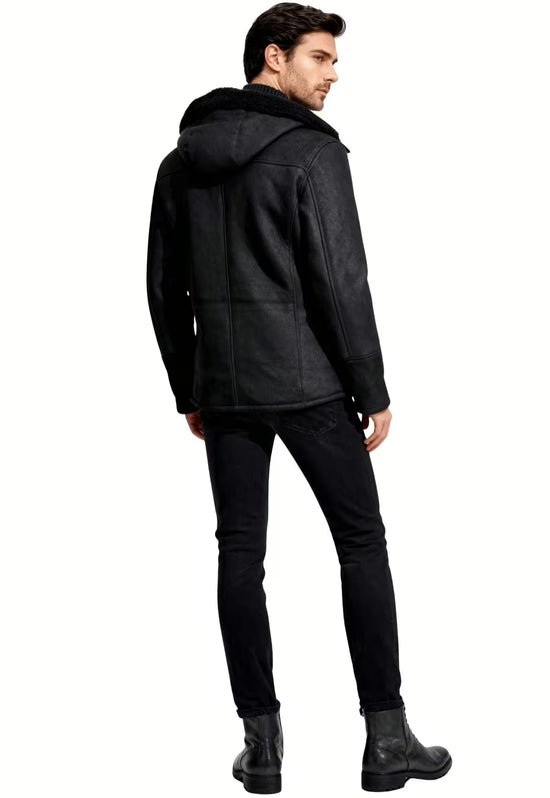 Jacke Levin Schwarz – Curly Lammfell im urban-lässigen Look