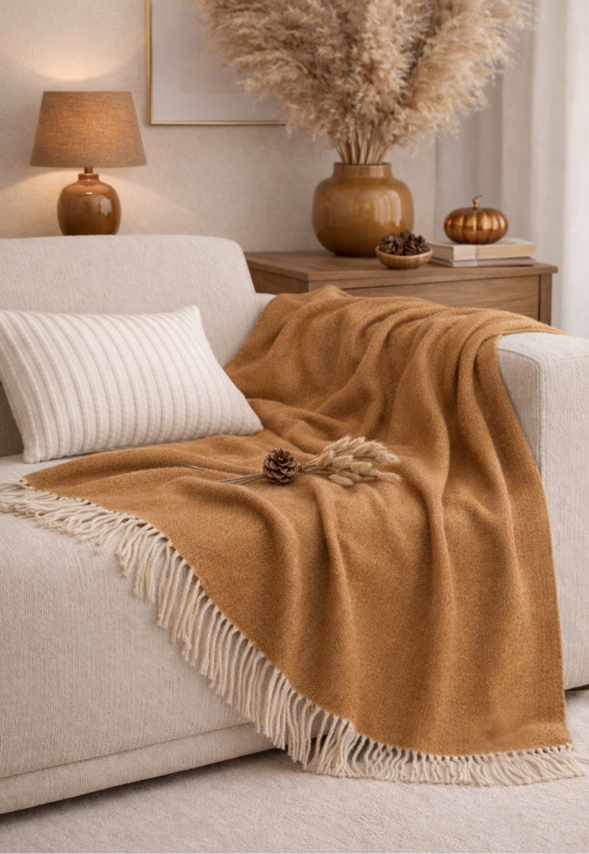 Merino wool blanket, 140 × 200 cm, in Cammello
