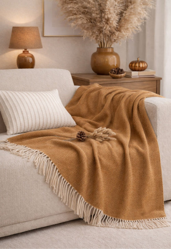 Merino wool blanket, 140 × 200 cm, in Cammello