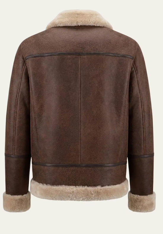 Lammfell Bomberjacke Aviator Mahagoni – Merino Shearling