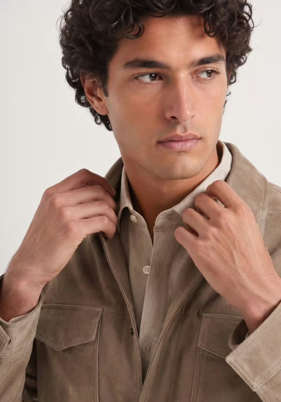 Herren Lederjacke aus Veloursleder – Zeitlos in Beige