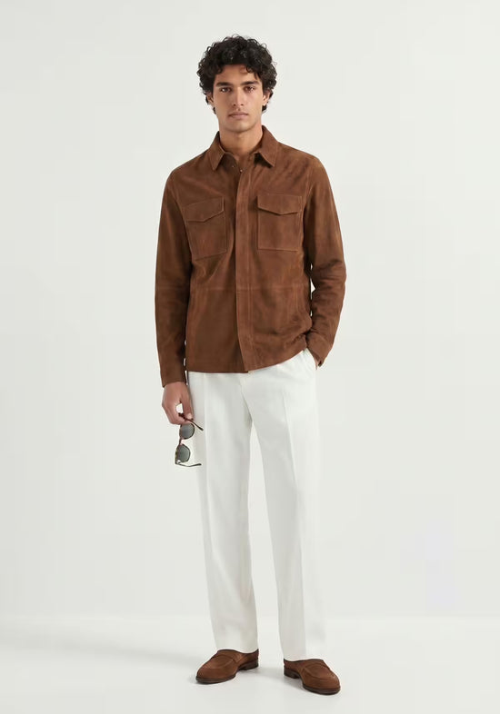 Herren Lederjacke aus Veloursleder – Zeitlos in Cognac