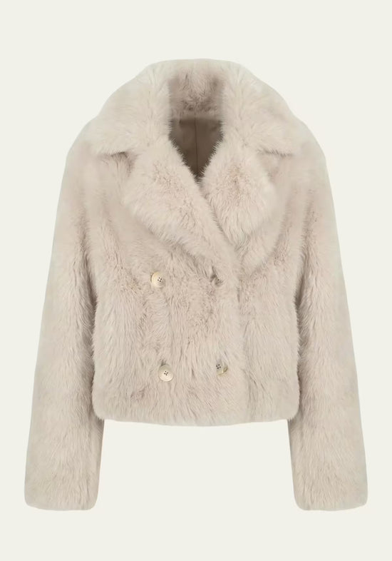 Luxuriöse Toscana Lammfelljacke in Creme-Beige – Modell 1039