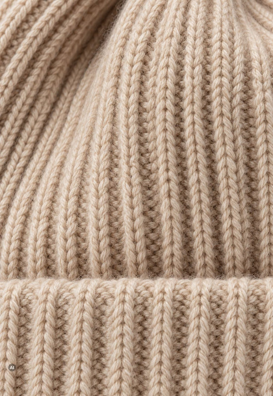 Strickmütze Puro Beige  aus Merinowolle und Kaschmir – Unisex One Size