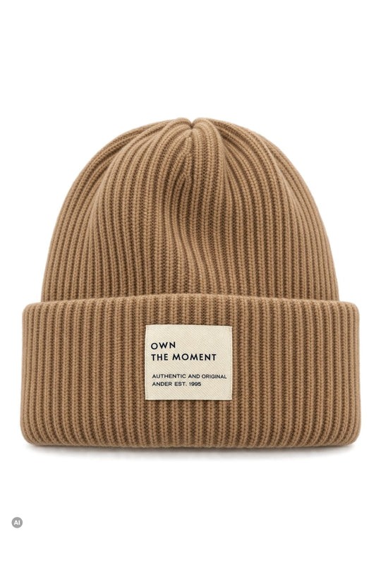 Strickmütze Puro Camel aus Merinowolle und Kaschmir – Unisex One Size