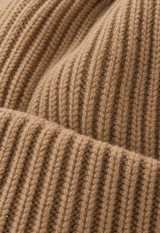 Strickmütze Puro Camel aus Merinowolle und Kaschmir – Unisex One Size