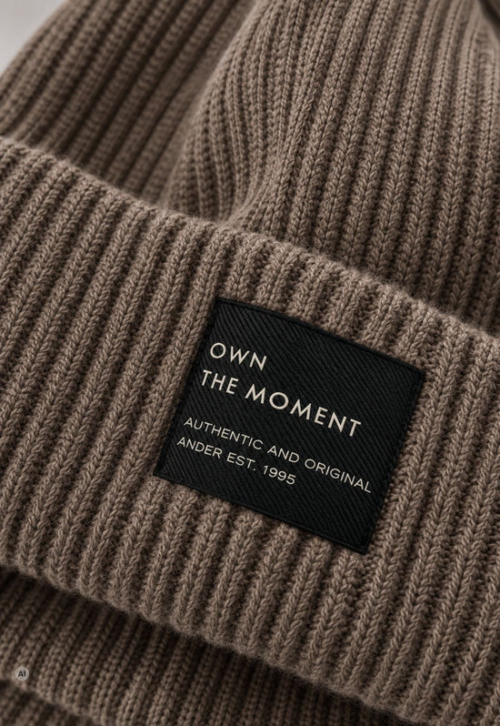Strickmütze Puro Taupe aus Merinowolle und Kaschmir – Unisex One Size