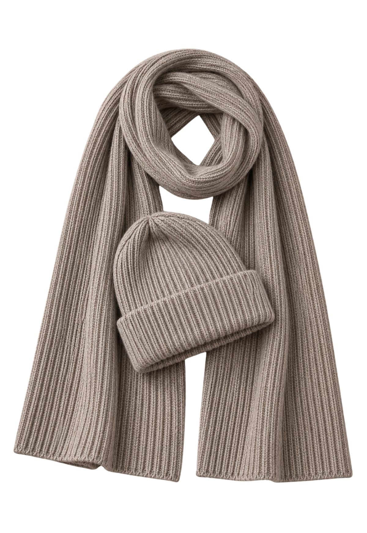 Daily Women’s Knitwear Set – Beanie &amp; Scarf in 100% Camel Merino Wool