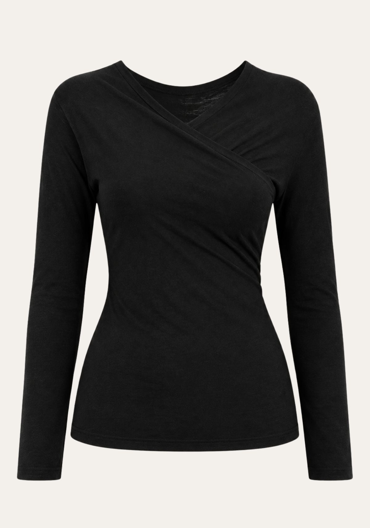 Women’s long-sleeved top in Lyocell and merino wool – black