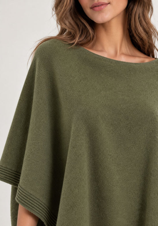 Women’s cashmere poncho, 100% cashmere, olive