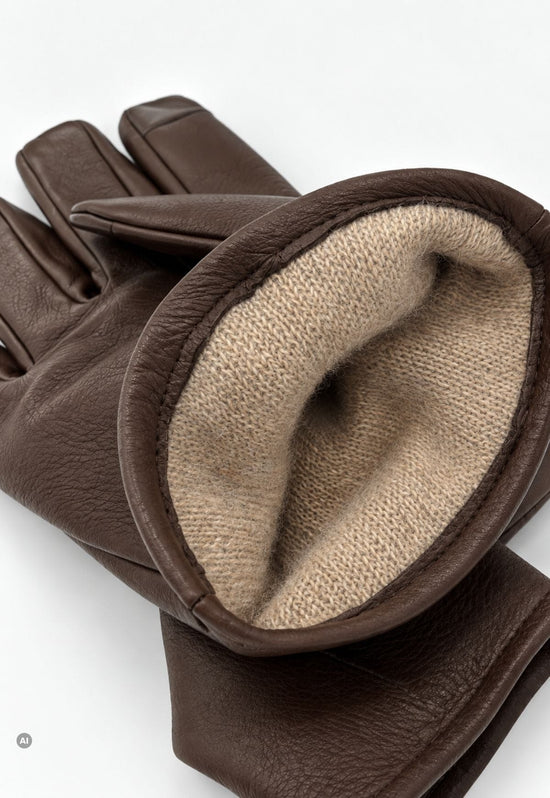 Men’s leather gloves L07, dark brown, made from lamb nappa leather with a cashmere lining