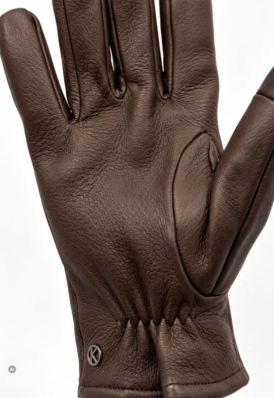 Men’s leather gloves L07, dark brown, made from lamb nappa leather with a cashmere lining