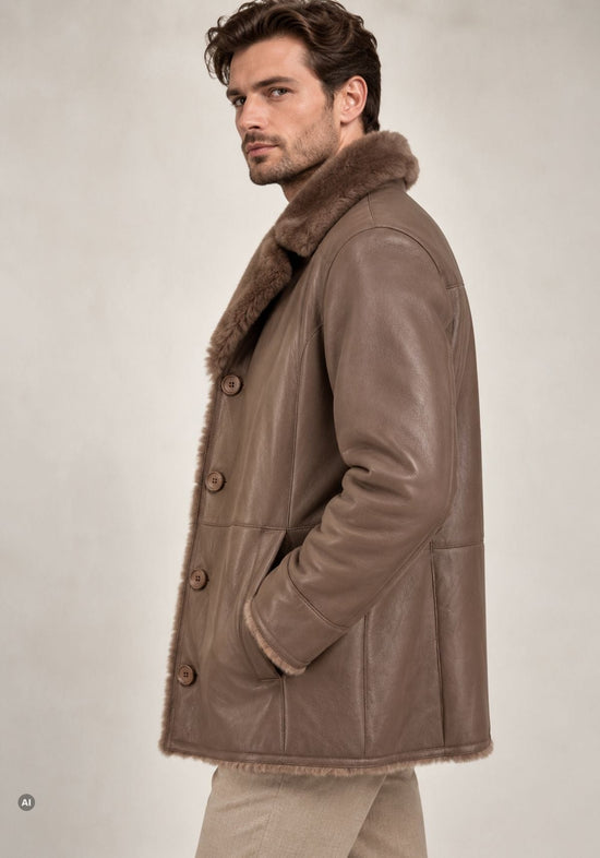 Herren-Lammfelljacke Braun im klassischen Blazer-Stil