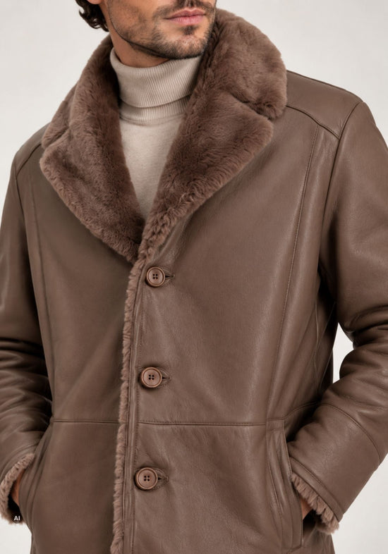 Herren-Lammfelljacke Braun im klassischen Blazer-Stil
