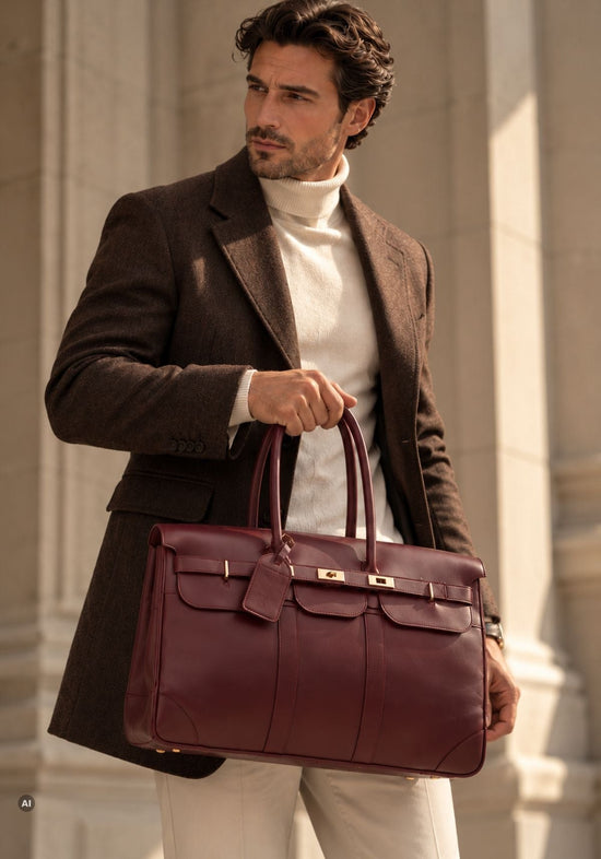 Herren-Reisetasche aus Leder Burgundy